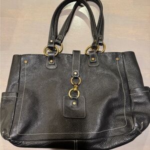Claudia Firenze Italian Pebble Leather Handbag Authentic - Black - Made in Italy
